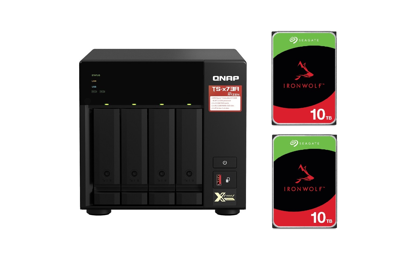 Zestaw QNAP TS-473A-8G + 2x Dysk HDD 10TB Seagate