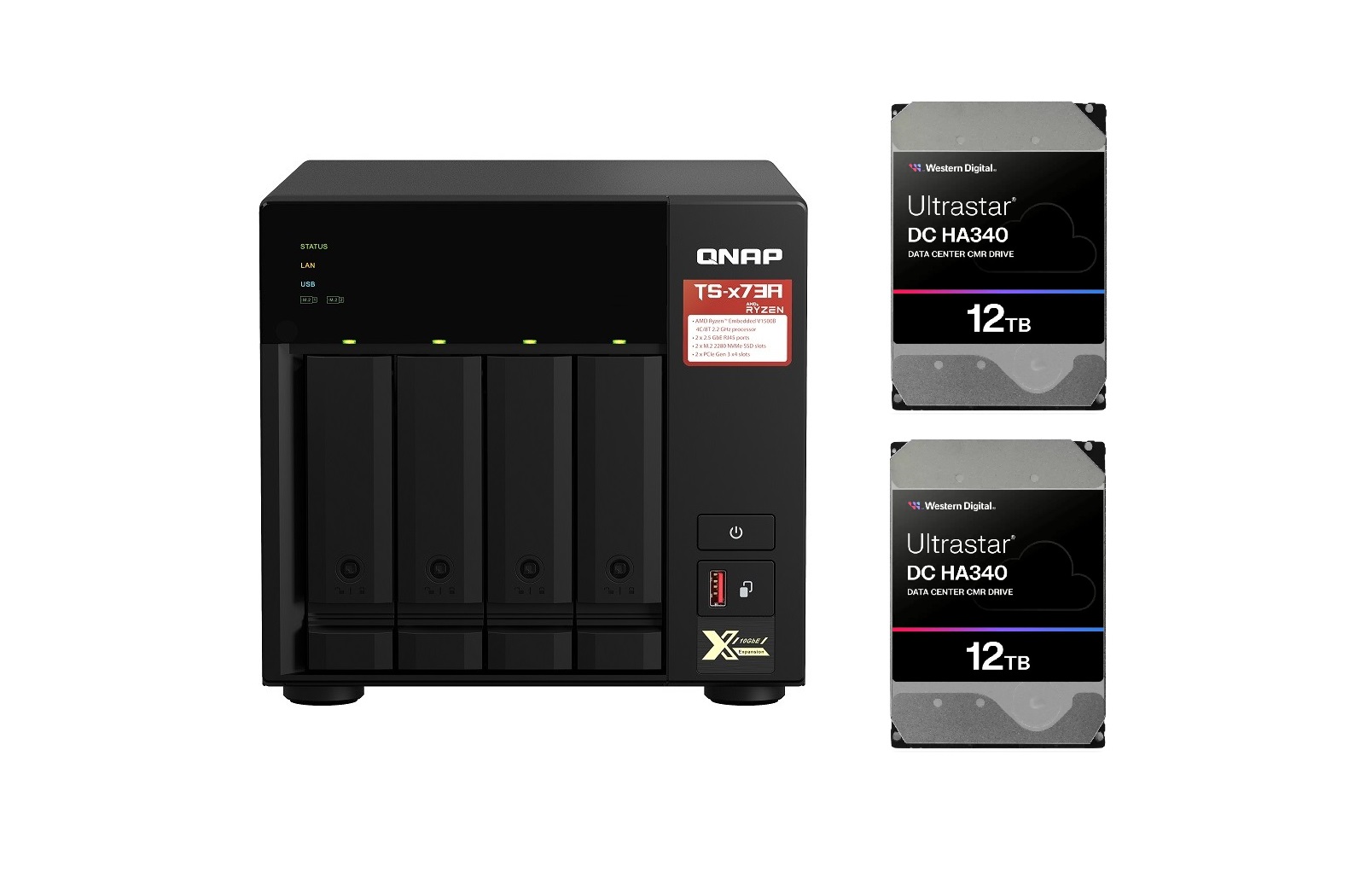 Zestaw QNAP TS-473A-8G + 2x Dysk HDD 12TB WD Ultrastar