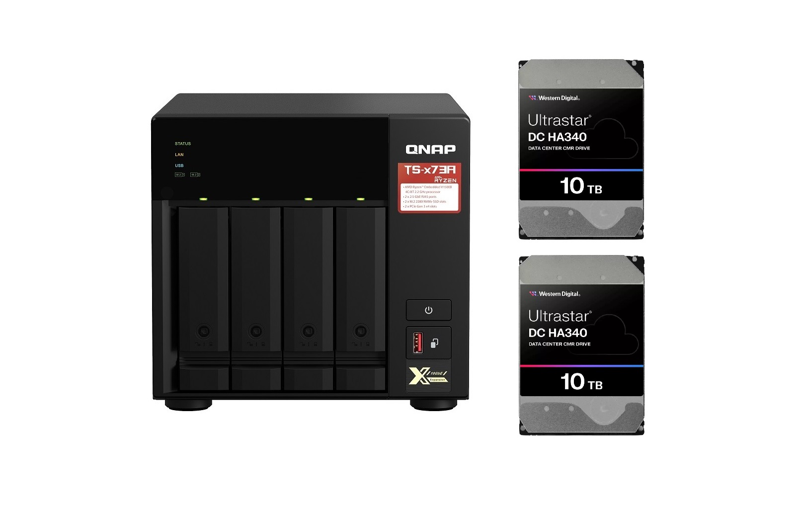 Zestaw QNAP TS-473A-8G + 2x Dysk HDD 10TB WD Ultrastar