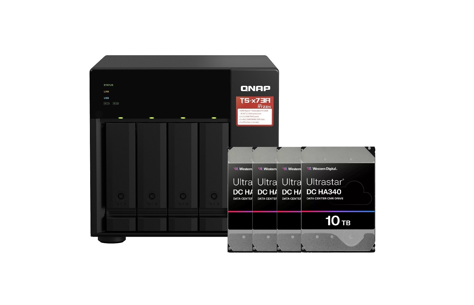 Zestaw QNAP TS-473A-8G + 4x Dysk HDD 10TB WD Ultrastar
