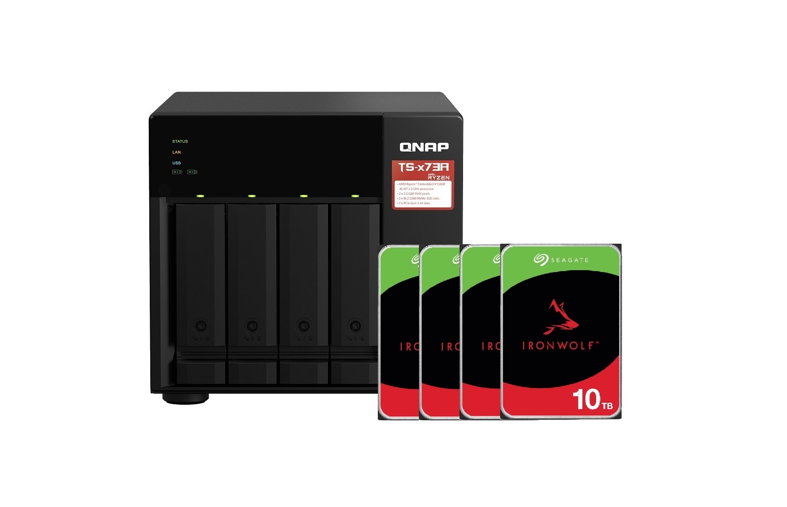 Zestaw QNAP TS-473A-8G + 4x Dysk HDD 10TB Seagate